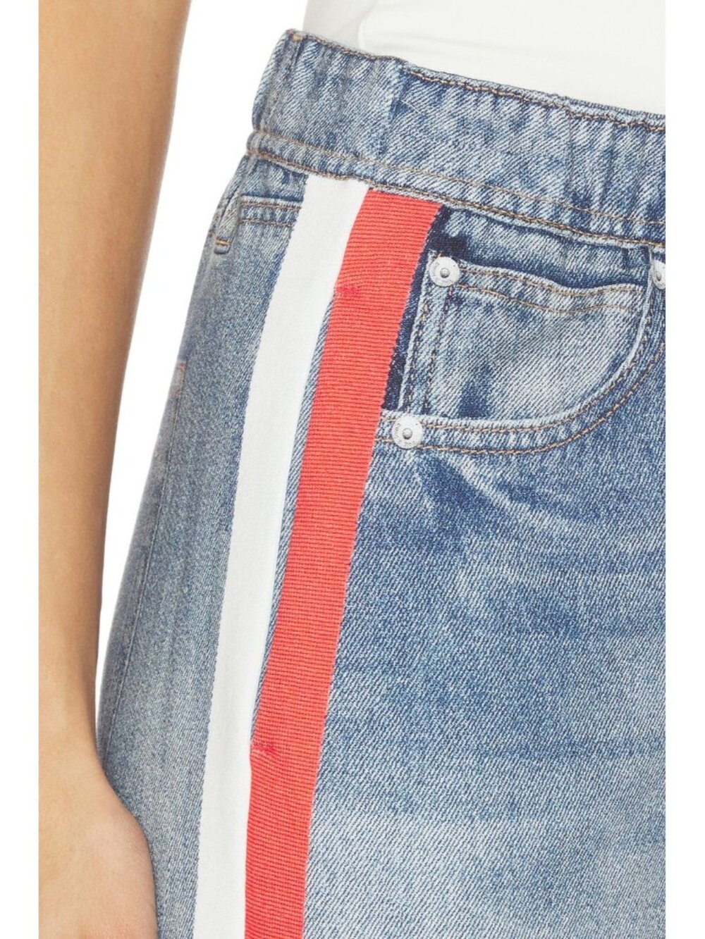 NWT rag & bone Miramar Terry in Coney Track Stripe Printed Faux Jean Pants L - Picture 3 of 12